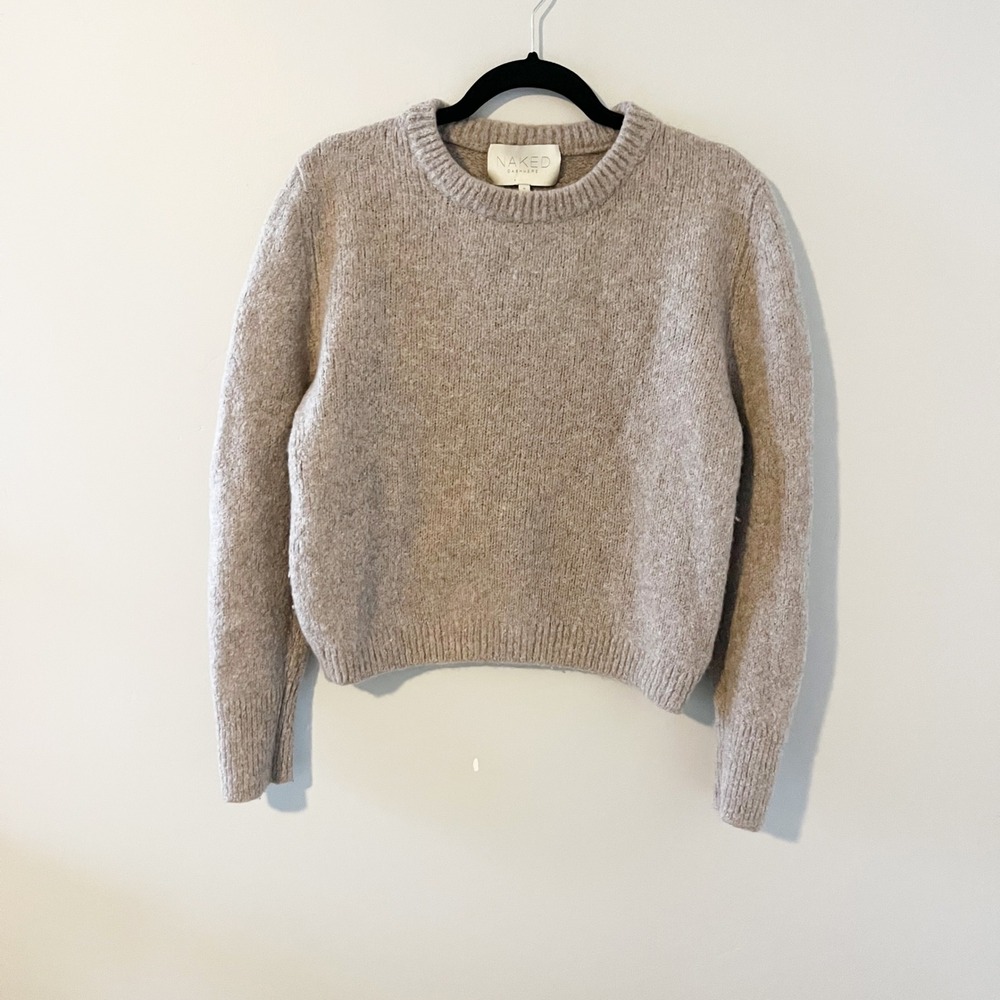 Naked Cashmere Oat Crewneck Sweater N20685 100% Cashmere Taupe Beige Womens M